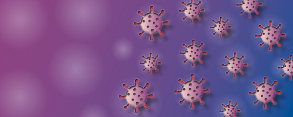 Corona Virus spreads or omicron on a purple background, COVID-19 or Corona Virus concept, space for the text, paper cut style.