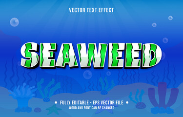 Editable text effect sea ocean fish pattern theme style for digital and print media template