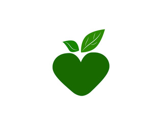 Heart shaped apple. Flat vector icon
