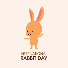 International Rabbit Day vector. Cute brown rabbit icon vector. Happy bunny pet vector. Important day