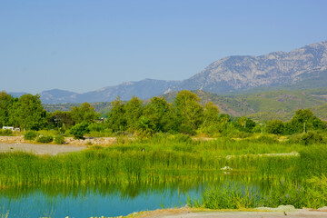 beautiful lake in the mountains in summer	