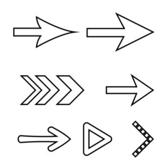 Icon Set of Flat Arrows. Isolated Arrow Icon Collection for Back and Next User Interface Icons. Different Concept for Previous or Forward Minimal Web Buttons on White Background