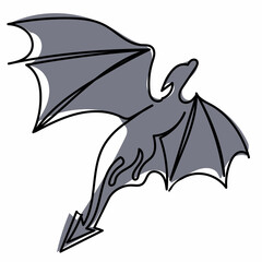  isolated dragon one line drawing, sketch