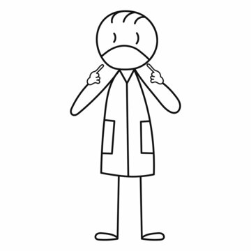 Isolated Stick Figure, Doctor In Mask