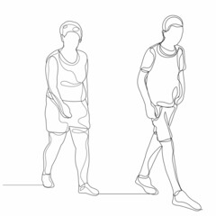 vector, isolated people walk line drawing, sketch