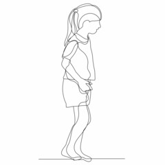 isolated child line drawing, sketch