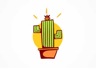 cute cartoon cactus in a pot