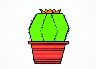 Fototapeta na wymiar cute cartoon cactus in a pot