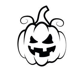 Scary pumpkin. Vector halloween pumpkin face icon on white background.
