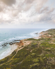 Rocks near the Mediterranean sea on sunset 