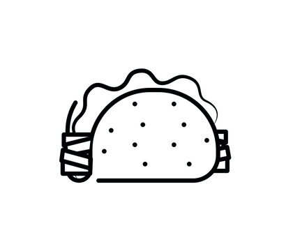 Taco vector illustration in flat style. Taco mexican food. Traditional tacos isolated on white background. 