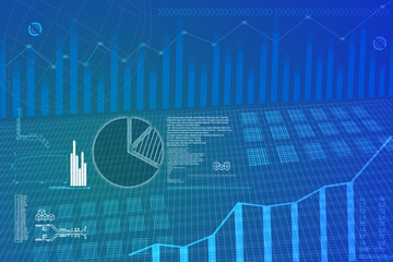 2d illustration futuristic business background pattern graph concept