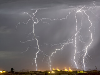Lightning striking Arlington Powerplant Arizona