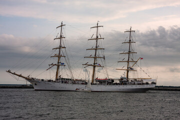 Fototapeta na wymiar Tall ship at the Hanse Sail in Warnemünde 