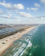 Aerial view of fishing farm in Israel near Mediterranean Sea