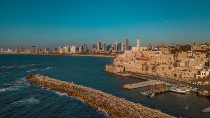 Jaffa Aerial view on a sunset. Tel Aviv, Israel