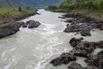 Altai mountains, Russia. This is the narrowest and deepest place of river - harsh beauty of nature