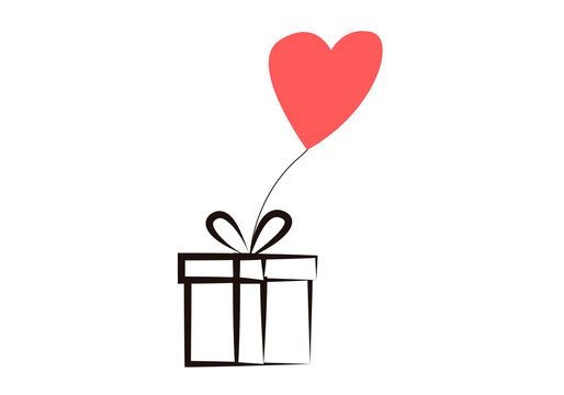 Icono de regalo con globo de corazón.