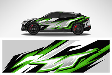 Wrap car vector design decal. Graphic abstract line racing background design for vehicle, race car, rally, adventure livery camouflage.