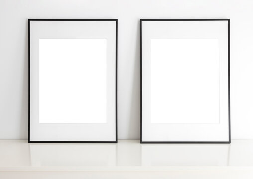 Empty standing portrait mock up frames