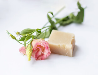 Handmade soap on a white background