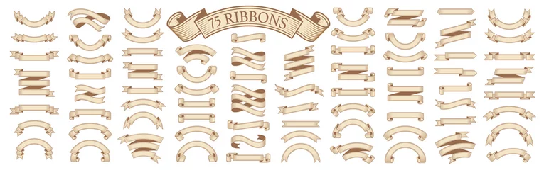 Foto op Plexiglas  Set of vintage scrolls ribbons on white. old blank banners vector illustration © FourLeafLover