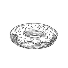 Donut Sweets Hand Drawn Doodle Vector Illustration. Confectionary Sketch Style Drawing. Isolated