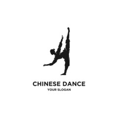 chinesse dancing silhouette logo vector
