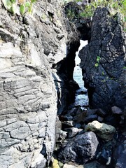 rock wall on the beach