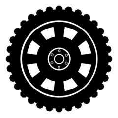 Car wheel Tire icon black color vector illustration flat style image