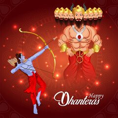 Happy dussehra celebration greeting card with vector illustration