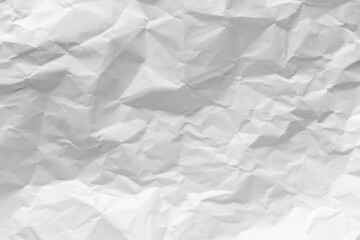White crumpled paper texture background.