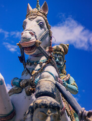 Naklejka premium Statue of a lord Karuppu known for protecting the village, from Madurai, Tamil Nadu, India