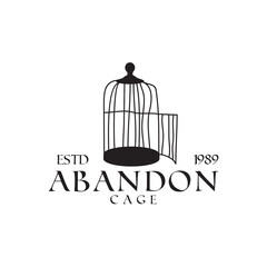Black empty bird cage logo design