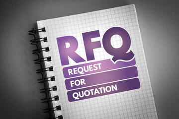 RFQ - Request For Quotation acronym on notepad, business concept background