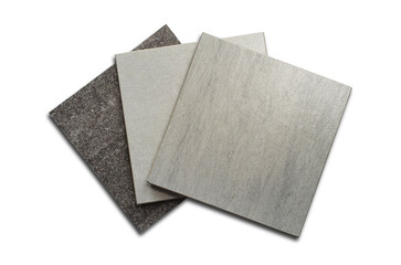 various texture of concrete ceramic tile samples swatch isolated on white background with clipping...