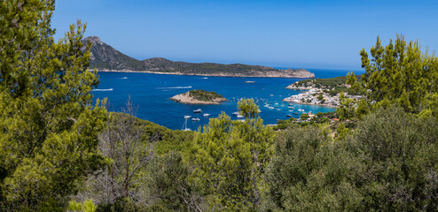 the bays and coastline with its island of Majorca, Spain, a place to travel and explore 