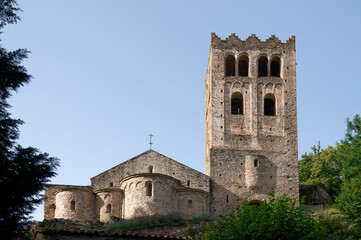 Fototapeta na wymiar The abbey Saint-Martin du Canigou was founded by monks of the Benedictine order in the 10th century