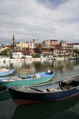 Fototapeta na wymiar Fishing boats in Beysehir Lake. Turkey.