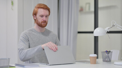 Beard Redhead Man at Work Standing up Going Away 