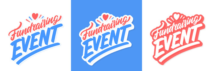 Fundraising event. Vector lettering banners set.
