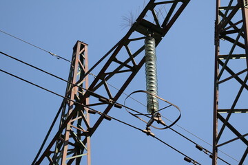 High voltage towers. High voltage transmission line.