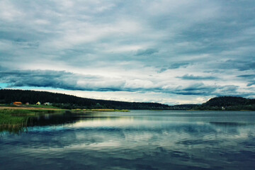 clouds over lake