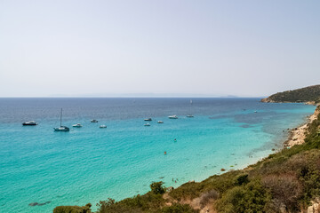 Fototapeta na wymiar Beautiful panoramic view of the southern Sardinian sea in a sunny day.