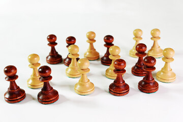 Schach Schachfiguren Bauern schwarz und wei&szlig;