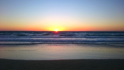 Colourful sunrise over the beach on Canary islands