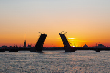 Fototapeta na wymiar Raised bridge above the rivet at the beautiful sunset time