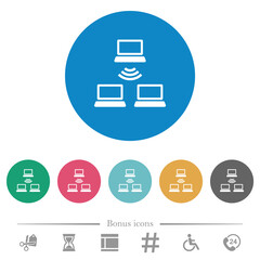 Wireless network flat round icons