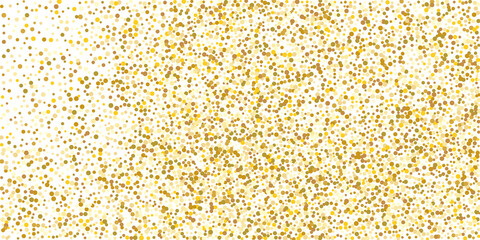 Golden glitter confetti on a white background. Illustration of a drop of shiny particles. Decorative element. Element of design. Vector illustration, EPS 10.