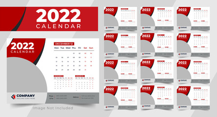 Desk Calendar Design Template, 2022 table Calendar design template , desk calendar 2022 design vector image, printable Calendar 2022, desk pad calendar 2022,Modern and Minimal Desk calendar design 